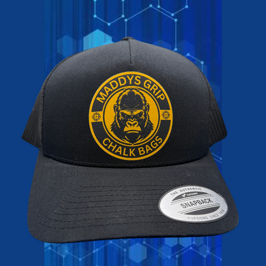 Black YUPOONG curved bill hat with gorilla logo(snapback)